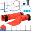 VEVOR Dog Agility Training Equipment, 7 PCS Set Upgrade w/ Adjustable High Hurdles,6 Weave Poles,2 Tunnels,Jump Ring,Pause Box,Whistle,Foldable Bowl
