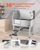 VEVOR 38 Inch Stainless Steel Dog Washing Station, Pet Grooming Tub with Hot & Cold Faucet, Showerhead, Home Wash Sink