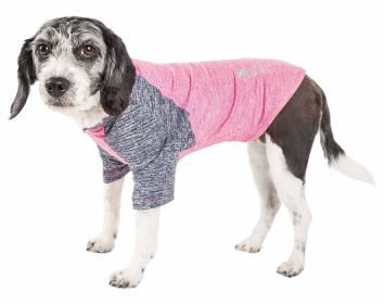 Pet Life Active 'Hybreed' 4-Way Stretch Two-Toned Performance Dog T-Shirt (Color: PINK, size: medium)