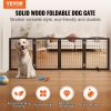 VEVOR Free Standing Dog Gate, 32" H x 96.5" W Freestanding Pet Gate, 4 Panels Foldable Dog Gate for Wide and Narrow Passageways